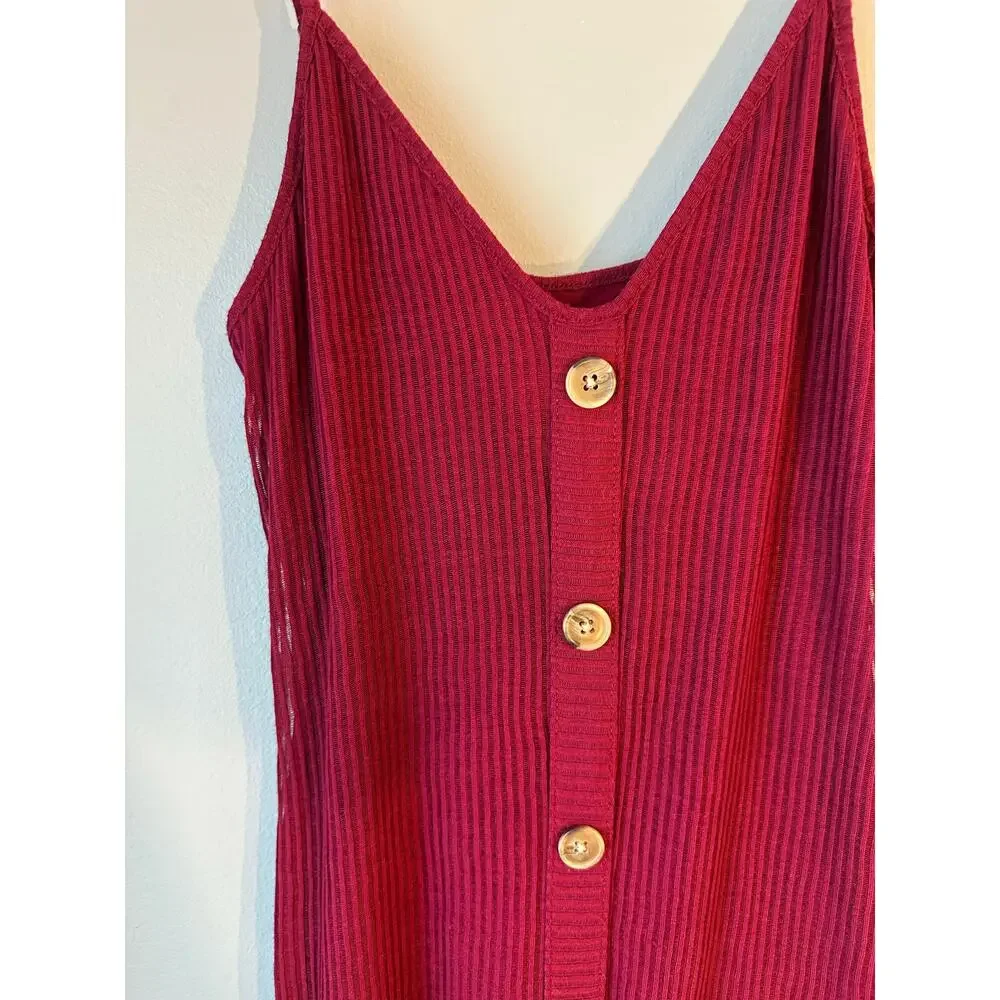 Express Button Front Tank Ribbed Midi Dress XS - Picture 3 of 8